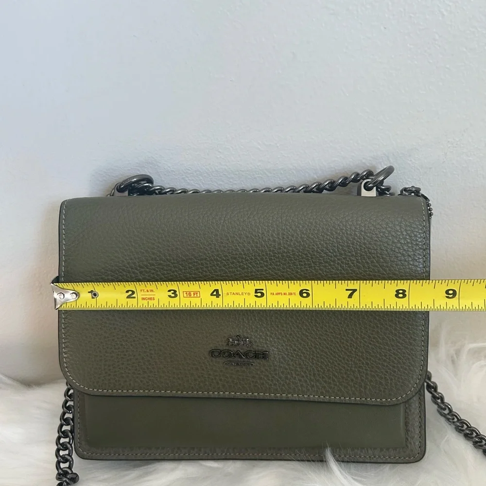 Coach Klare Olive Green Pebbled Leather‎ Crossbody Bag Good